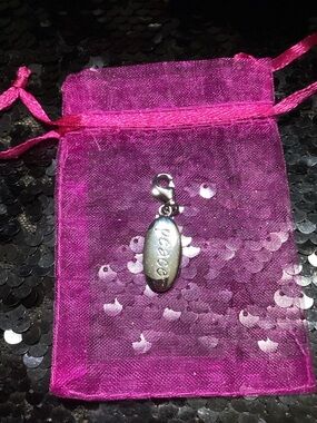 925 Sterling Silver 'Peace' Oval Charm Pendant - Pink Pouch